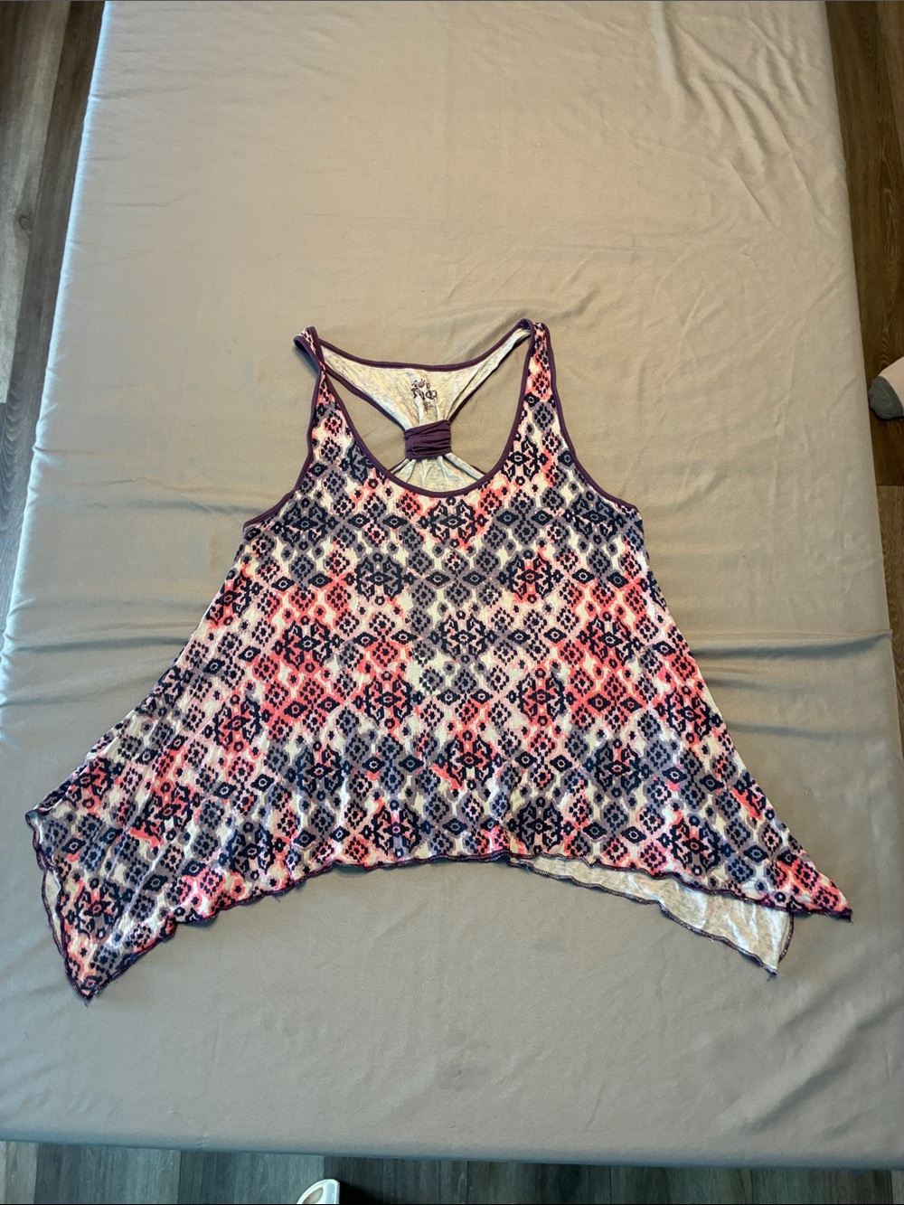 Mudd Pink and Navy Handkerchief Hem Racerback Tank
